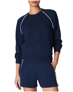 Эйрпiqué свитшот с круглым вырезом, синий Spanx