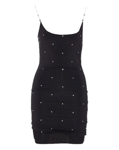 Мини-платье, украшенное кристаллами, черный Amiri