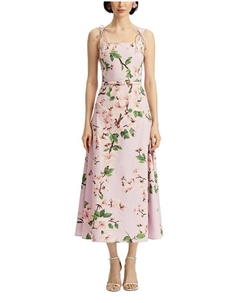 Платье из поплина с бантом и цветущей сакурой, розовый Oscar de la renta