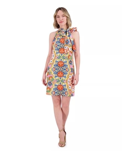 Женское платье с цветочным принтом и завязкой на шее, мультиколор Vince camuto