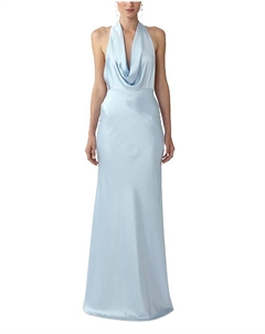 Атласное платье с капюшоном, синий Sau lee