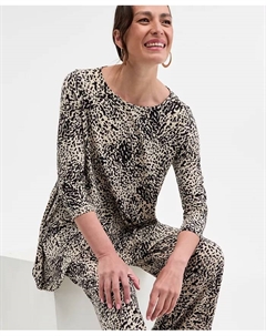 Повседневный топ свободного кроя с леопардовым принтом Petite Splash Cheetah Knit Swing Top, коричневый Jm collection