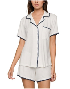 Фрида Пижамный комплект с шортами расслабленного кроя, слоновая кость/кремовый Eberjey