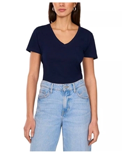 Женская хлопковая футболка с V-образным вырезом и карманом, синий Vince camuto