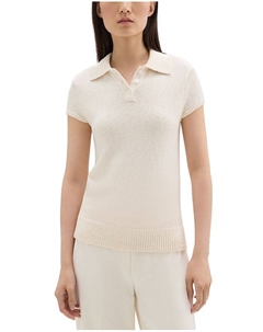 Поло с коротким рукавом и фактурной вязкой Cap Sleeve, слоновая кость/кремовый Theory