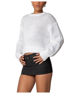 Кира Свитер оверсайз вязаный, белый Edikted