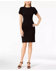 Платье-футляр до колена с тюльпанообразными рукавами, черный Calvin klein