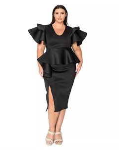 Платье с баской Kira из неопрена больших размеров, черный L i v d