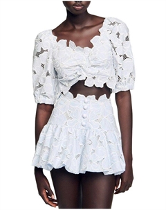 Розарий Кружевной Короткий Топ, синий Sandro