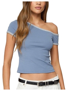 Лорна Топ с контрастными вставками на бретелях, синий Edikted