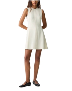 Мини-платье трапеция в клетку из смесового льна, слоновая кость/кремовый Theory