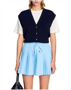 Двухцветный свитер из шерсти и кашемира, синий Sandro