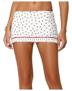 Мини-шорты-юбка Mica с цветочным принтом, белый Edikted