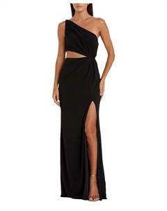 Платье из джерси с одно плечом, драпировкой и вырезом, черный Mac duggal