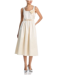 Сатиновое платье миди с цветочным принтом, слоновая кость/кремовый Self-portrait