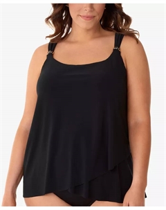 Топ-танкини асимметричный с драпировкой Plus Size Razzle Dazzle, черный Miraclesuit