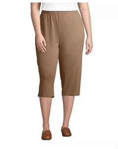 Спортивные капри с высокой посадкой и эластичным поясом Plus Size, коричневый/бежевый Lands' end