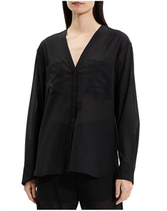 Оверсайз рубашка без воротника, черный Theory