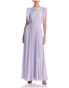 Шифоновое макси-платье с рюшами, фиолетовый Self-portrait