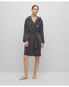 Женский халат с капюшоном из велюрового хлопка, серый Boss home