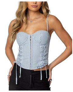 Лоис Корсет на шнуровке в полоску, синий Edikted