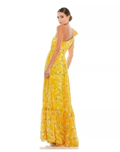 Женское платье макси Ieena с цветочным принтом, одно плечо и бант, желтый Mac duggal