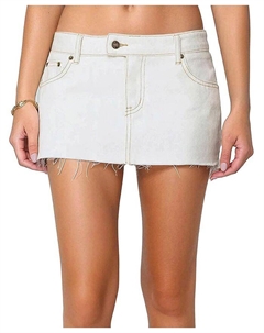 Джимовый мини-шорт-юбка Bow, белый Edikted