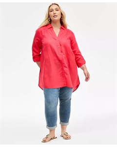 Туника большого размера из льняной смеси, розовый I.n.c. international concepts