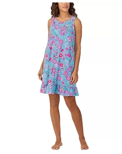 Женская сорочка без рукавов с оборками по низу, синий Cuddl duds