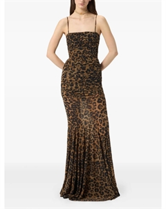 Платье с леопардовым принтом и сборками, коричневый Blumarine