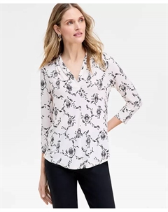 Петитный топ с V-образным вырезом и рукавом 3/4 Lush Sway, мультиколор Jm collection