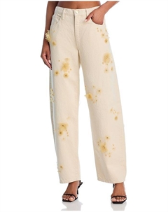 Низкие брюки-бочонки с декором в цвете Vanilla Bean, белый Frame