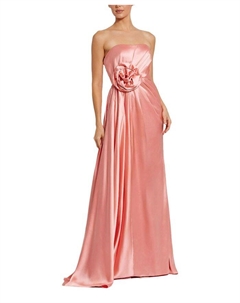 Бесплечевое сатиновое платье с 3D-цветком, розовый Mac duggal