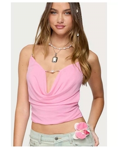 Женский топ с глубоким капюшоном на шее и открытой спиной, украшенный бусинами, розовый Edikted