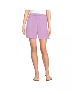 Женские льняные шорты с высокой посадкой на резинке, длина 7", фиолетовый Lands' end