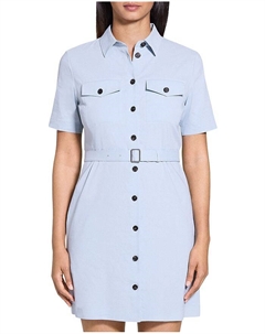Льняное милитари мини-платье, синий Theory