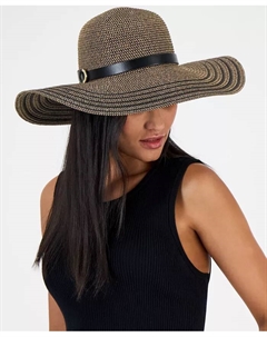 Шляпа с полями в полоску и контрастной лентой, коричневый I.n.c. international concepts