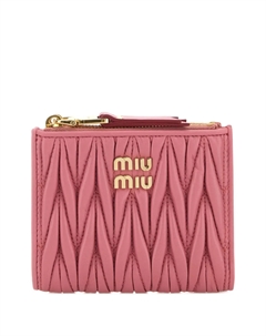 Маленький кожаный кошелек Matelassé, розовый Miu miu