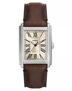 Мужские часы Carraway с тремя стрелками, коричневые кожаные, 30 мм, коричневый Fossil
