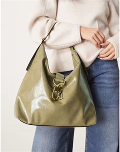 Сумка-тоут с эффектной пряжкой цвета светло-хаки Asos design