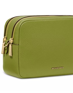 Брайант Средняя кожаная сумка-кроссбоди с двойной молнией и цепочкой для фотоаппарата, зеленый Michael kors