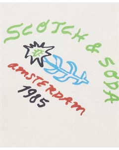 Мужская футболка с коротким рукавом и двойным принтом Crewneck, белый Scotch&soda