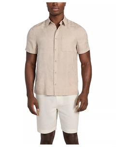 Мужская классическая рубашка с ботаническим жаккардовым принтом на пуговицах, зеленый Guess