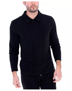 Мужская вязаная кофта с длинным рукавом и молнией до горла, черный Dai moda