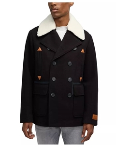 Мужское двубортное пальто Izak со съемным воротником из флиса, черный Scotch&soda