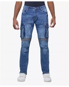 Мужские узкие мото-джинсы с рваными деталями и карманами, синий Raw x