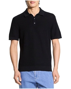 Поло с коротким рукавом из тактильного хлопка с сетчатой структурой, черный Theory
