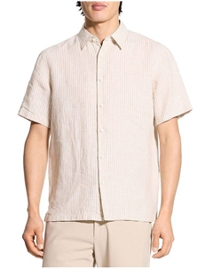 Ирвинг Льняная Рубашка с Коротким Рукавом в Летнюю Полоску, коричневый/бежевый Theory