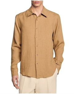 Льняная рубашка с длинным рукавом, коричневый/бежевый Sandro