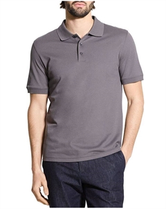 Точный поло из пике хлопкового пике, серый Theory